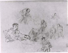 Репродукция картины "sheet with sketches of peasants" художника "ван гог винсент"