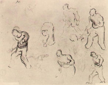 Копия картины "six sketches of figures, among others a man sowing wheat" художника "ван гог винсент"