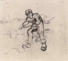 Картина "sketch of a peasant working" художника "ван гог винсент"