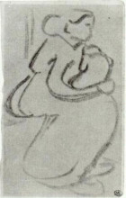 Копия картины "sketch of a woman with a baby in her lap" художника "ван гог винсент"