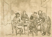 Картина "sketch of the painting &quot;the potato eaters&quot;" художника "ван гог винсент"