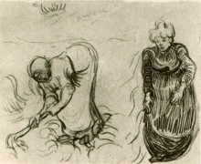 Картина "sketch of two women" художника "ван гог винсент"