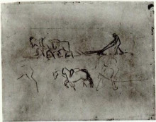Картина "sketches of peasant plowing with horses" художника "ван гог винсент"
