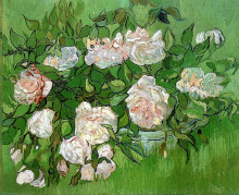 Репродукция картины "still life - pink roses" художника "ван гог винсент"
