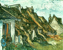 Картина "thatched cottages in chaponval, auvers-sur-oise" художника "ван гог винсент"