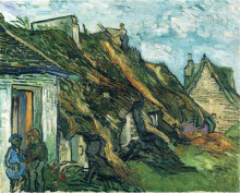 Копия картины "thatched sandstone cottages in chaponval" художника "ван гог винсент"