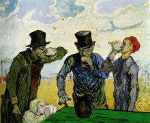 Репродукция картины "the drinkers (after daumier)" художника "ван гог винсент"
