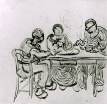 Репродукция картины "three peasants at a meal" художника "ван гог винсент"