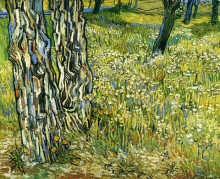 Репродукция картины "tree trunks in the grass" художника "ван гог винсент"