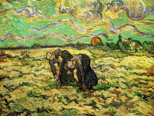 Копия картины "two peasant women digging in field with snow" художника "ван гог винсент"