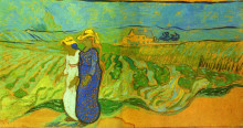 Копия картины "two women crossing the fields" художника "ван гог винсент"