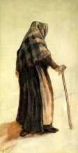 Копия картины "old woman with a shawl and a walking-stick" художника "ван гог винсент"