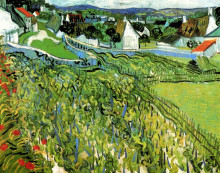 Репродукция картины "vineyards with a view of auvers" художника "ван гог винсент"