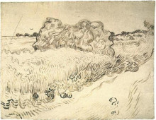 Копия картины "wheat field with a stack of wheat or hay" художника "ван гог винсент"