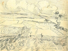 Копия картины "wheat fields" художника "ван гог винсент"