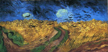 Репродукция картины "wheatfield with crows" художника "ван гог винсент"
