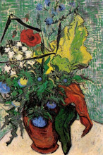 Репродукция картины "wild flowers and thistles in a vase" художника "ван гог винсент"