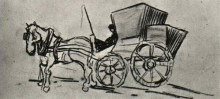 Репродукция картины "carriage drawn by a horse" художника "ван гог винсент"