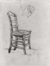 Репродукция картины "chair and sketch of a hand" художника "ван гог винсент"