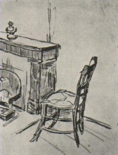 Репродукция картины "chair near the stove" художника "ван гог винсент"