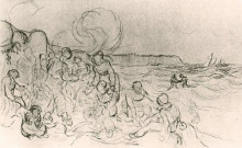 Картина "a group of figures on the beach" художника "ван гог винсент"