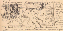 Картина "field of grass with dandelions and tree trunks" художника "ван гог винсент"