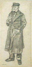 Копия картины "orphan man with long overcoat, glass and handkerchief" художника "ван гог винсент"