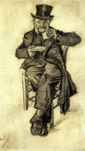 Репродукция картины "orphan man with top hat, drinking coffee" художника "ван гог винсент"