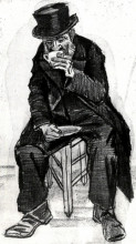 Копия картины "orphan man with top hat, drinking coffee" художника "ван гог винсент"