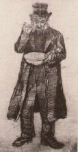 Репродукция картины "orphan man with top hat, eating from a plate" художника "ван гог винсент"