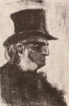 Репродукция картины "orphan man with top hat, head" художника "ван гог винсент"