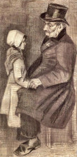 Копия картины "orphan man, sitting with a girl" художника "ван гог винсент"