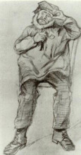 Репродукция картины "orphan man, wearing a blouse, sitting with pipe" художника "ван гог винсент"