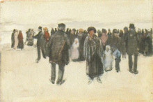 Репродукция картины "people strolling on the beach" художника "ван гог винсент"