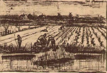 Репродукция картины "potato field" художника "ван гог винсент"