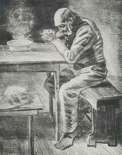 Репродукция картины "prayer before the meal" художника "ван гог винсент"