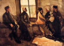 Репродукция картины "waiting room" художника "ван гог винсент"