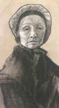 Репродукция картины "woman with dark cap, sien&#39;s mother" художника "ван гог винсент"