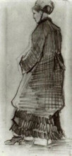 Репродукция картины "woman with hat, coat and pleated dress" художника "ван гог винсент"