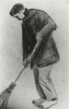 Копия картины "young man with a broom" художника "ван гог винсент"