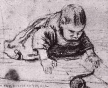 Копия картины "baby crawling" художника "ван гог винсент"