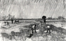 Копия картины "churchyard in the rain" художника "ван гог винсент"