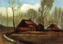 Копия картины "farmhouses among trees" художника "ван гог винсент"