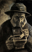Копия картины "fisherman with sou&#39;wester, pipe and coal-pan" художника "ван гог винсент"