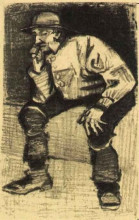Репродукция картины "fisherman with sou&#39;wester, sitting with pipe" художника "ван гог винсент"