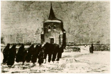 Копия картины "funeral in the snow near the old tower" художника "ван гог винсент"