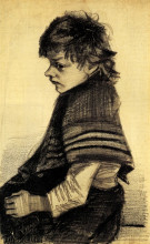Репродукция картины "girl with a shawl" художника "ван гог винсент"