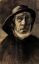 Репродукция картины "head of a fisherman with a fringe of beard and a sou&#39;wester" художника "ван гог винсент"