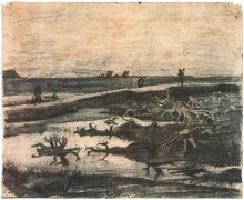 Репродукция картины "landscape with bog-oak trunks" художника "ван гог винсент"