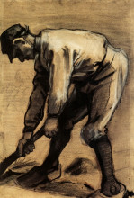 Копия картины "man breaking up the soil" художника "ван гог винсент"
